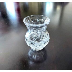 Vintage Lead Crystal Hobstar Pinwheel Star of David Mini bud Vase 3" tall